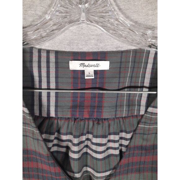 Madewell Button Up Top Womens Large Vneck Button Down Pineview Plaid Academia - Picture 2 of 8